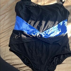 Longitude Black and Blue One Piece Swimsuit